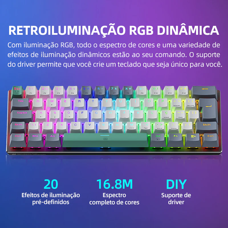 K500-B61 Wired Mechanical Keyboard - ABNT2 Layout - Image 7